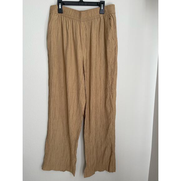 Madewell Khaki Crinkled Crepe Straight-Leg Crop Pants (M) - Picture 2 of 13